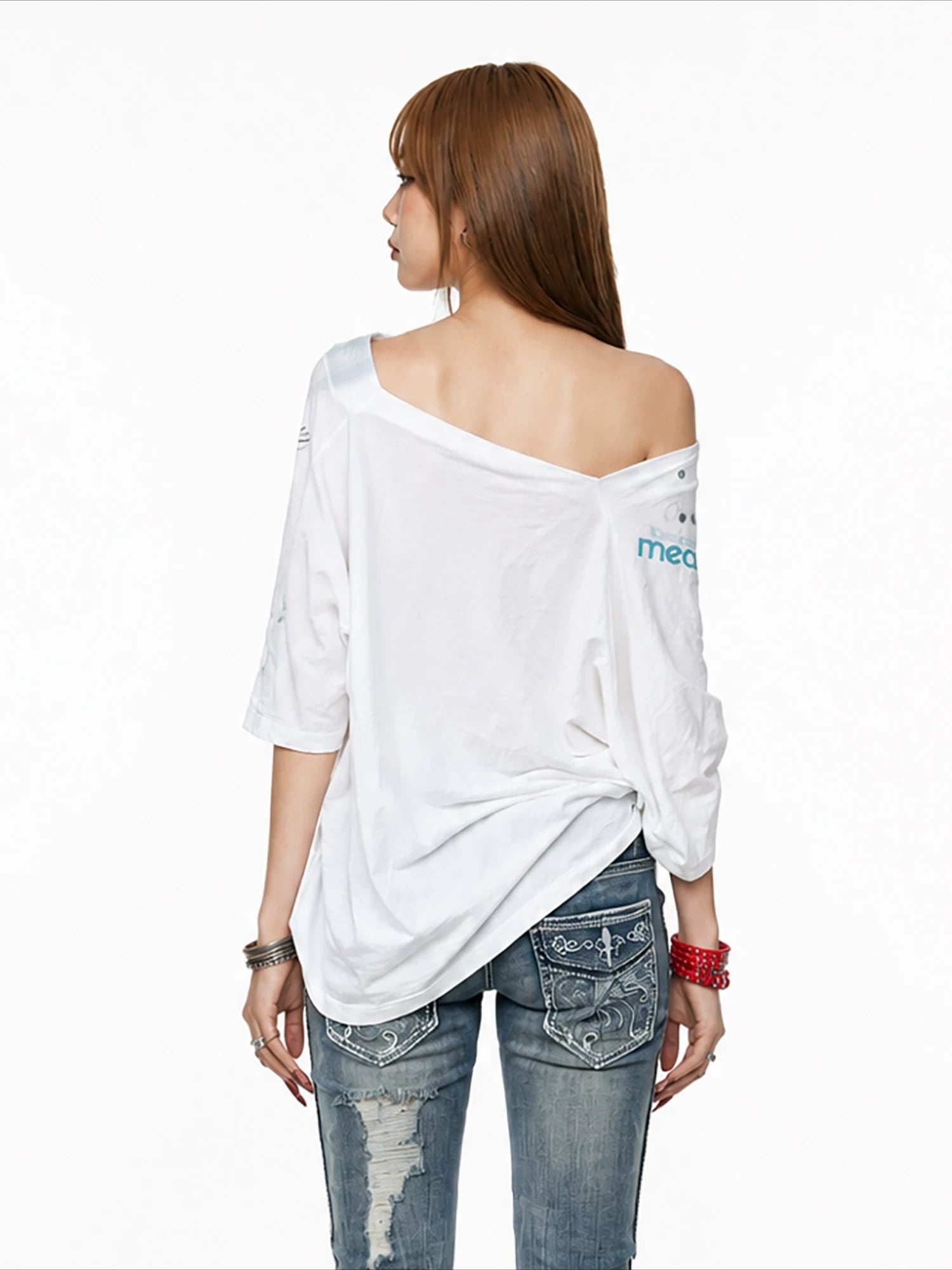 Off Shoulder Graphic T-Shirt