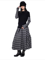 Plaid Gathered Midi Skirt