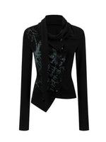 Vintage Graffiti Draped Knit Top