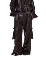 Vintage PU Cargo Wide-Leg Pants