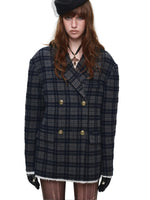 Vintage Plaid Oversized Wool Blazer