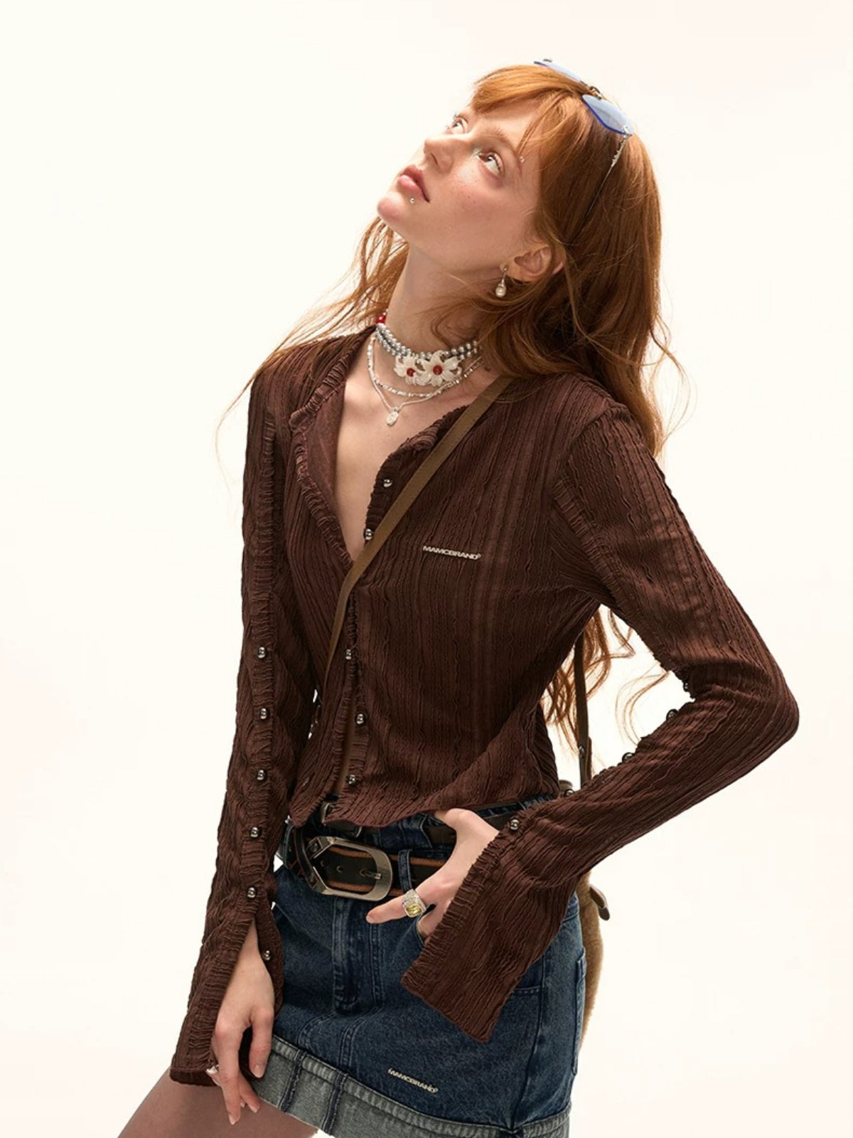 Striped Multi-Button Knit Cardigan
