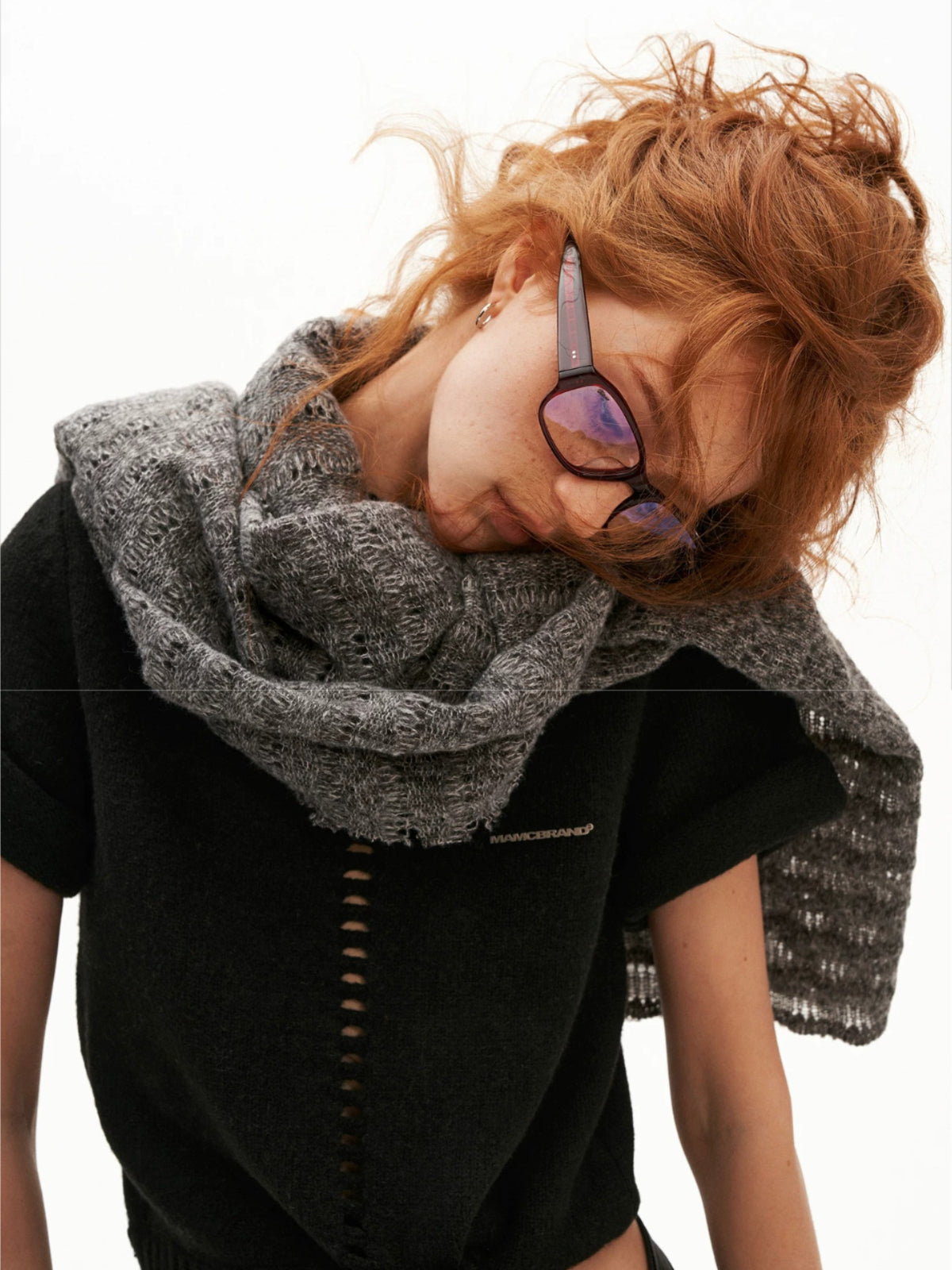 Textured Wave Knit Scarf