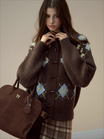 Fair Isle Wool Blend Toggle Buttons Sweater
