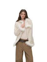 Fox Fur Trim Knit Coat