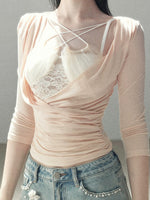 Ruched Neckline Crop Top