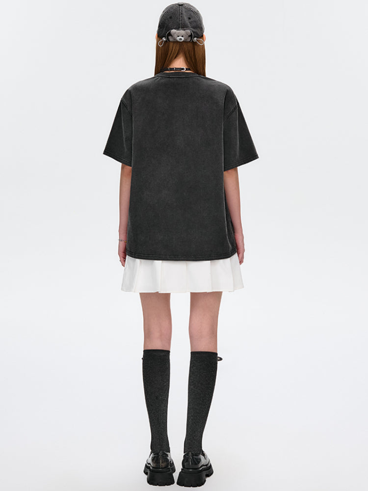 Newspaper Doll Print Short-sleeve T-shirt