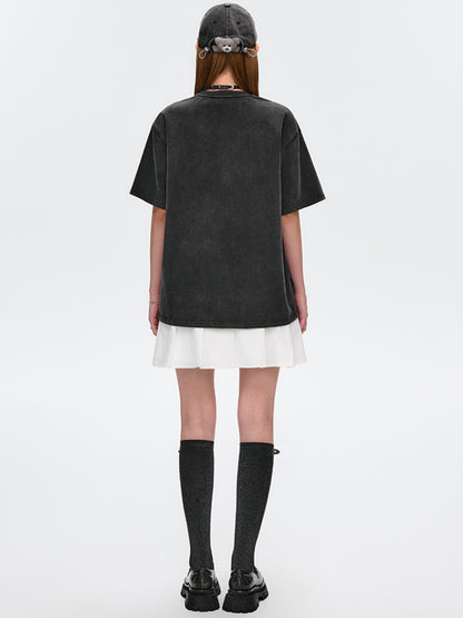 Newspaper Doll Print Short-sleeve T-shirt
