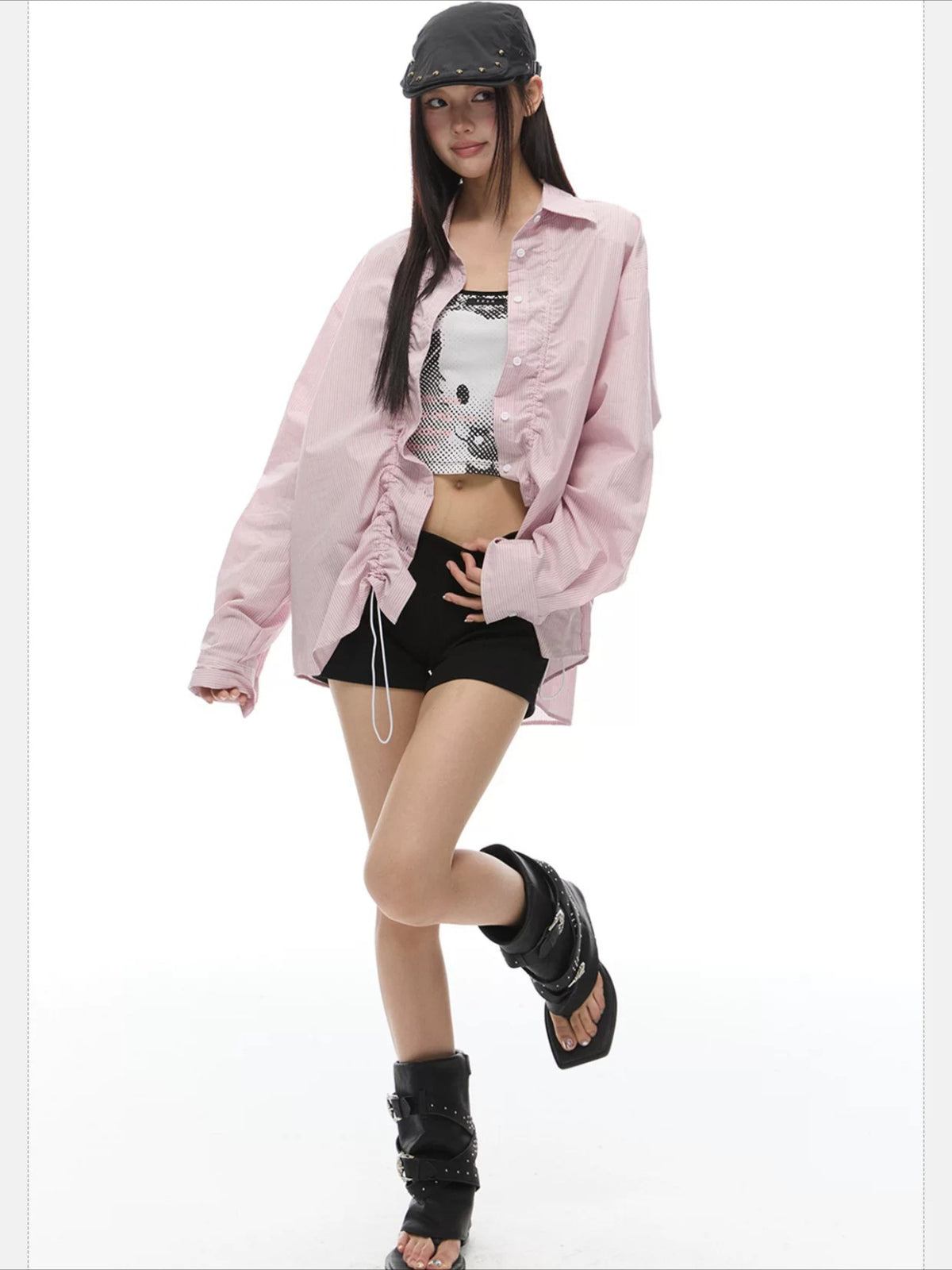 Stripe Drawstring Shirt