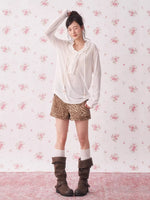 Ruffle Drawstring Knit Top