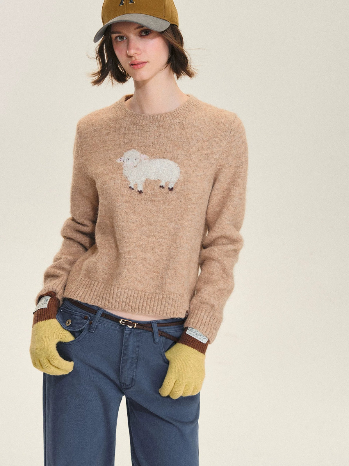 Wool Blend Sheep Embroidered Sweater