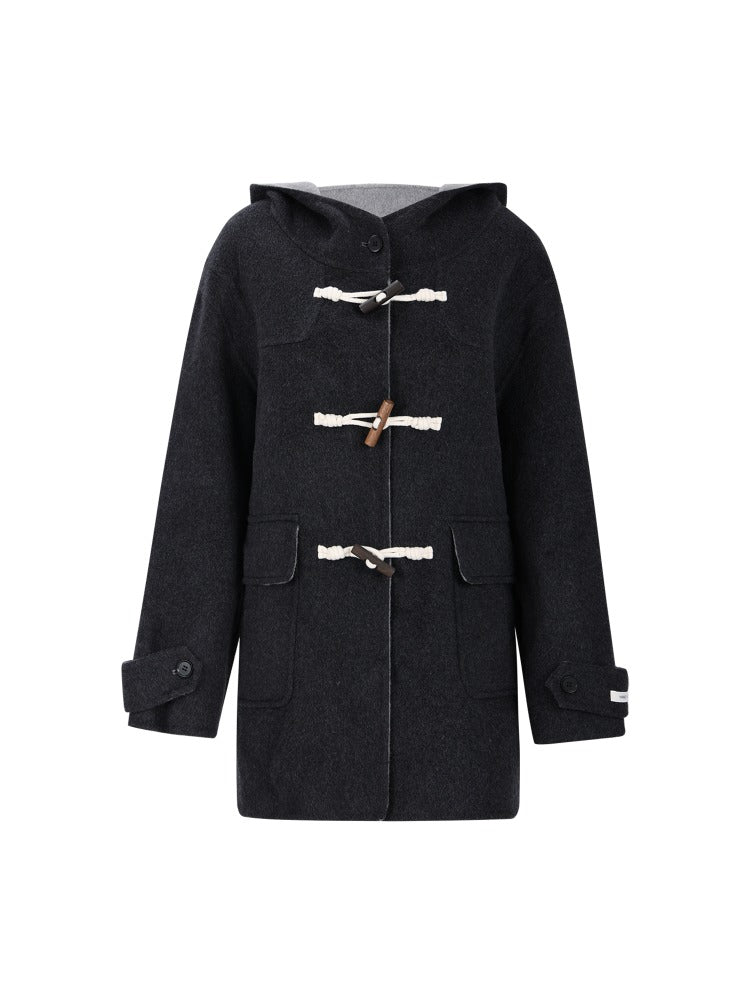 Navy Hooded Duffle Coat