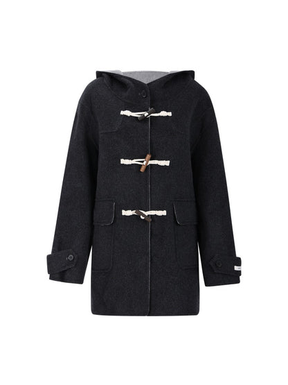 Navy Hooded Duffle Coat