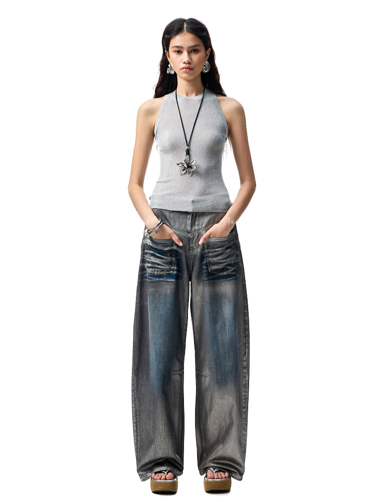 Hollow Out Cable Knit Sleeveless Tank Top