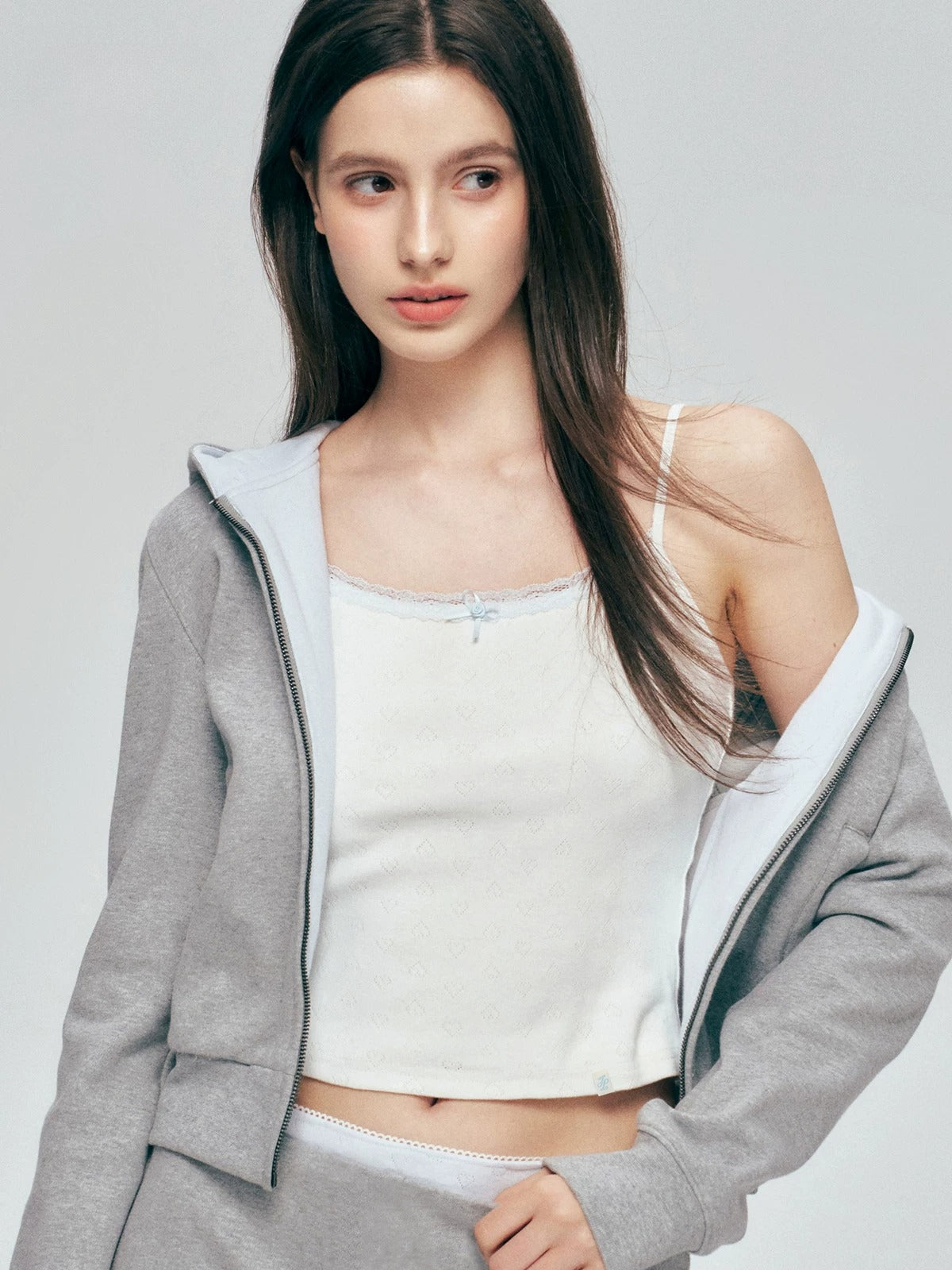 Contrast Hoodie Skirt Set