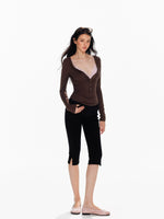 Low Waist Split Slim Fit Cropped Jeans