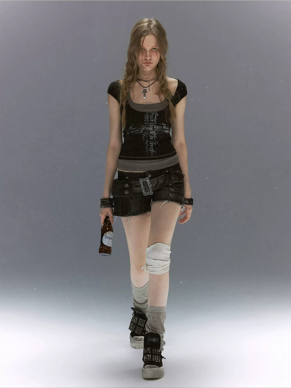 Leather Belt Denim Shorts