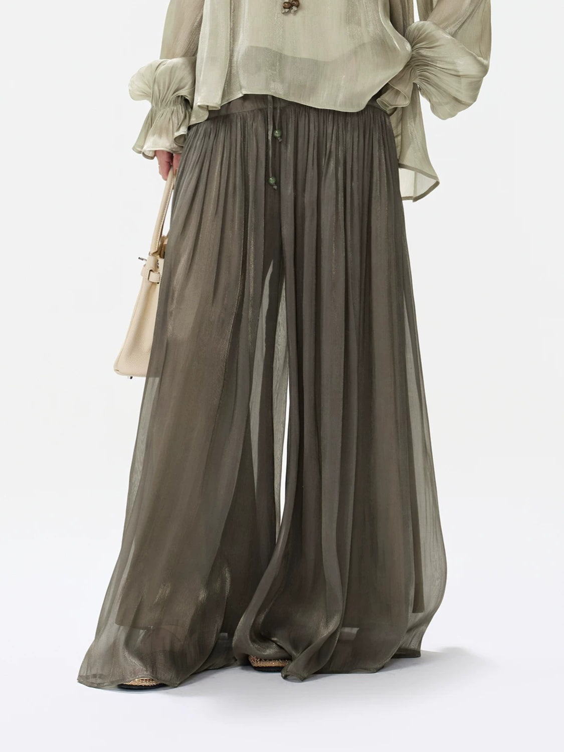 Drawstring Wide-Leg Pants