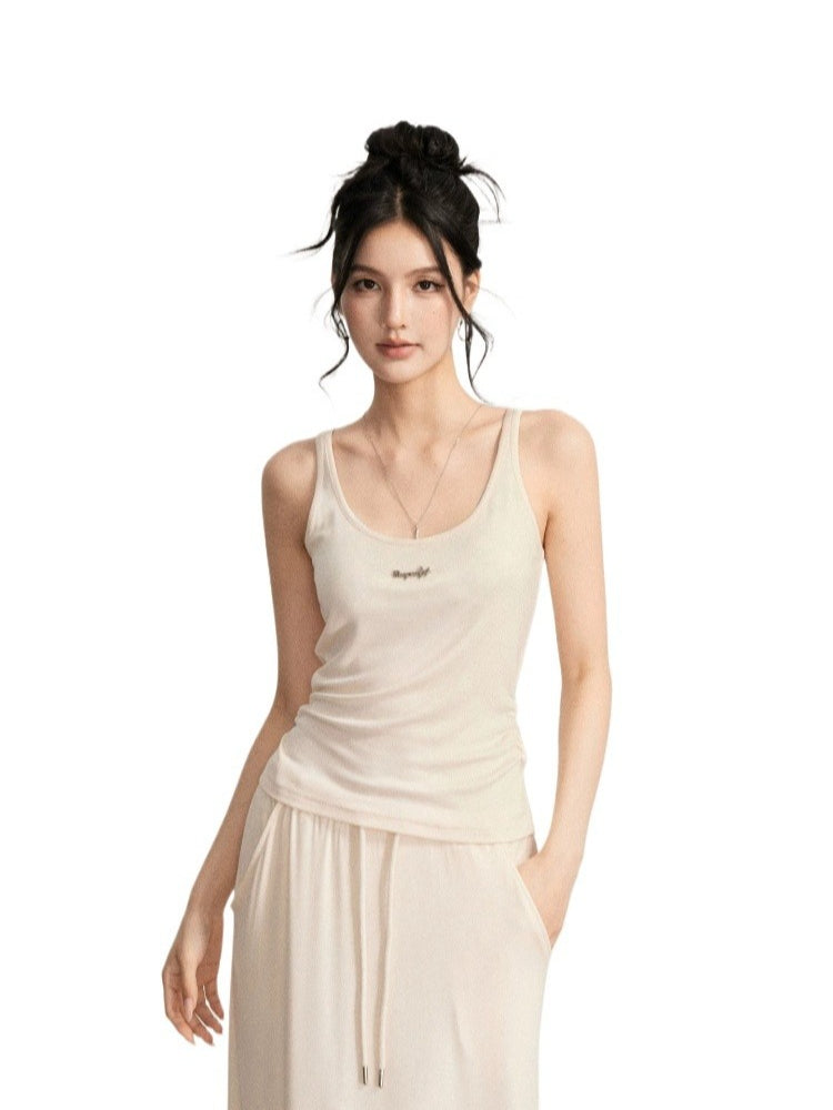 Gray &amp; Beige Modal Tank &amp; Skirt Set