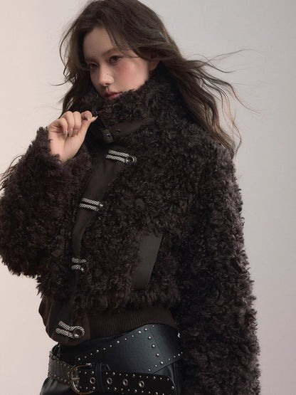 High-Neck Faux Fur Jacket