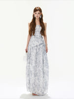 Gray Asymmetric Halter Top & Skirt Set