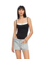 Black Faux Two-Piece Bodycon Tank