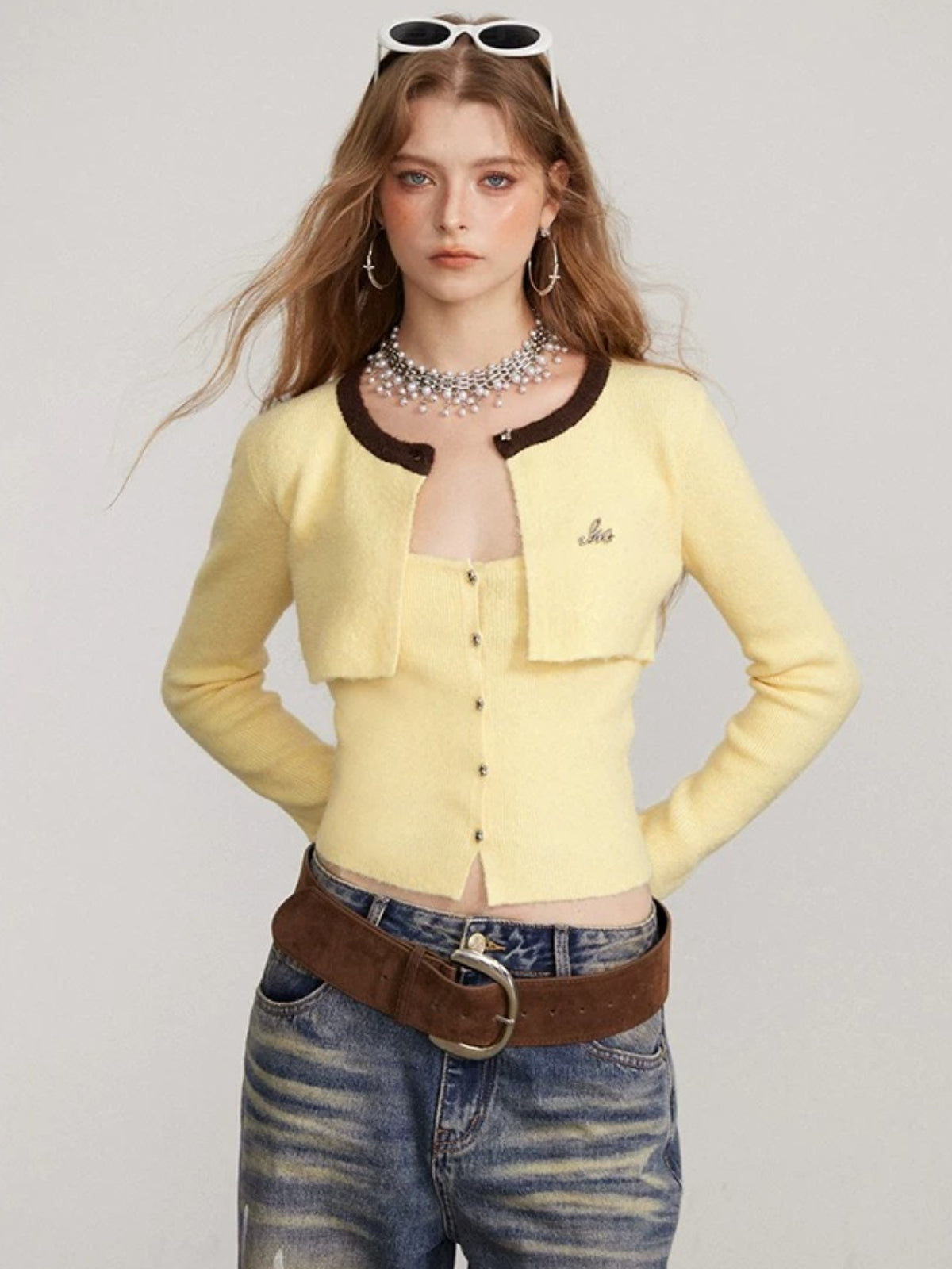 Layered Faux Two-Piece Knit Sweater