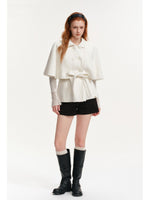 Layered Cape Belted Wool Coat
