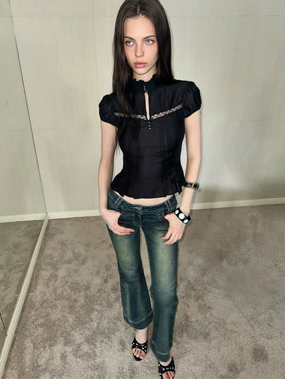 Mock Neck Skirt Set