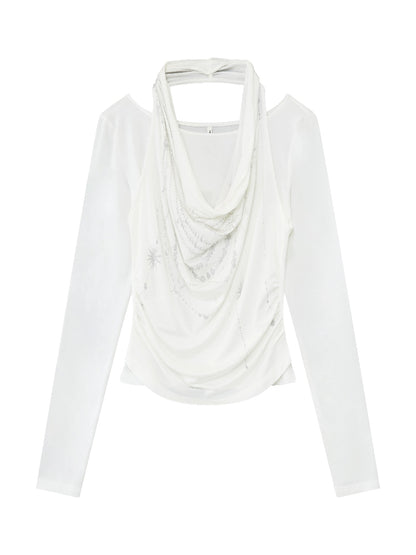 Lyocell Two-Piece Pearl Draped Top