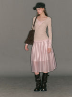 Layered V-Neck Ribbed Knit Top