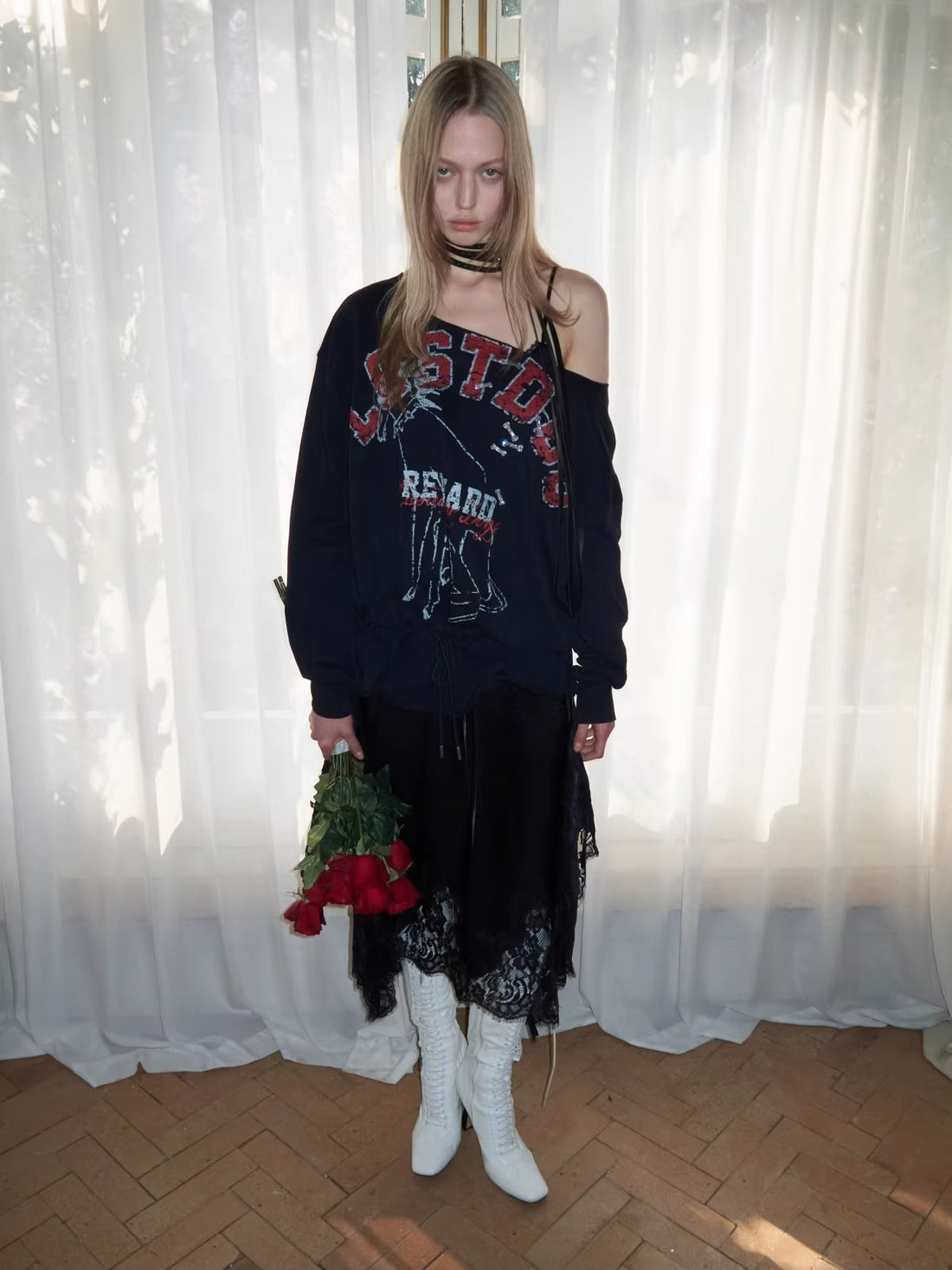 Animal Print Off Shoulder Sweatshirt