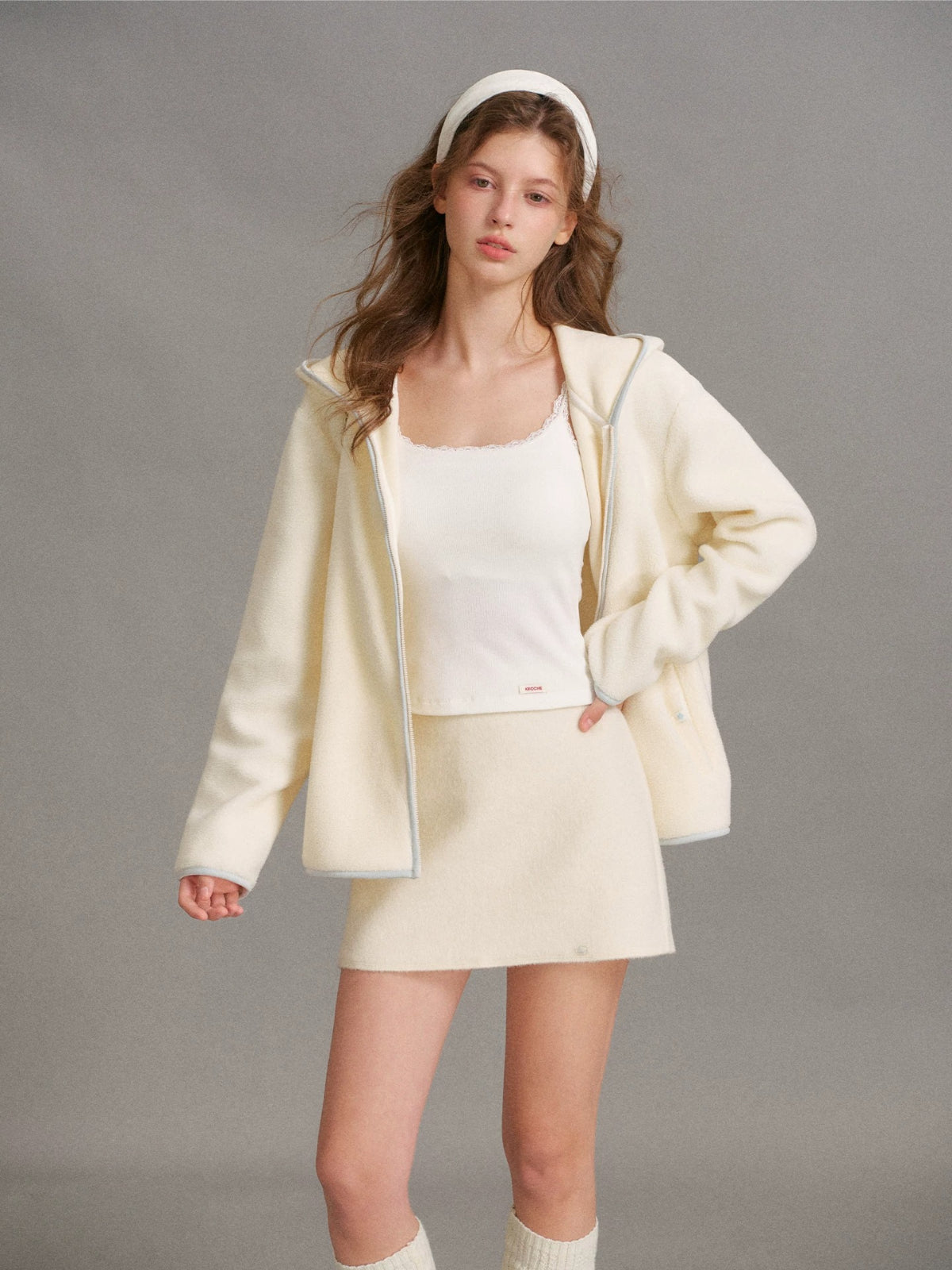 Polar Fleece Hooded Zip Jacket