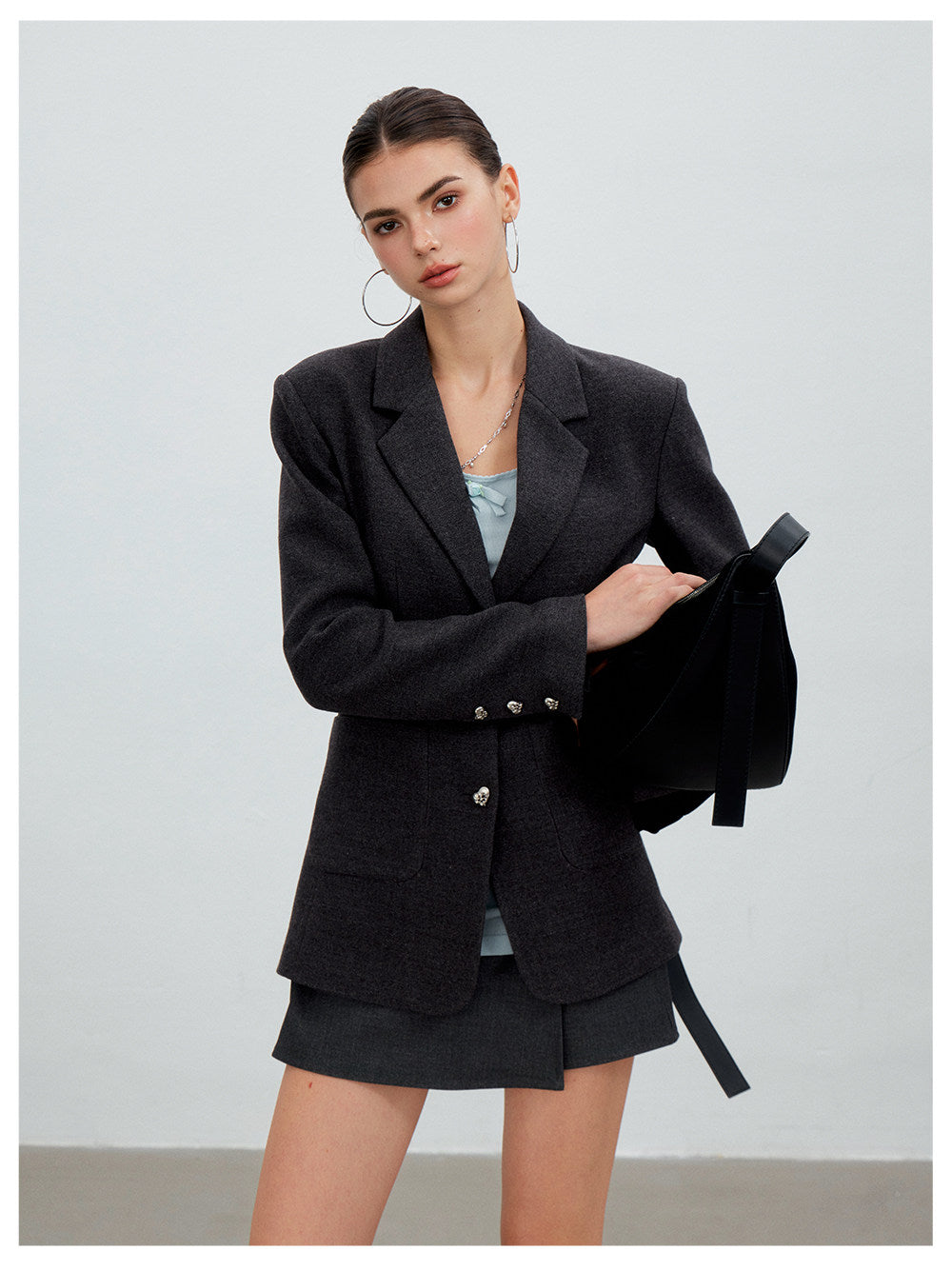 Wool Blend Tailored Blazer