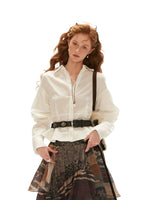 Cotton Linen Ruffle Hem Shirt