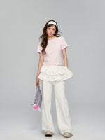 Floral Drawstring Pocket Multi-Layered Cake Skirt