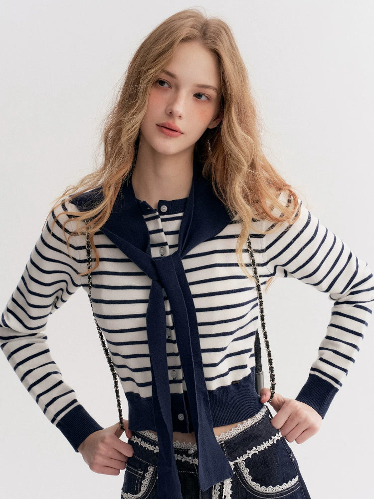 Striped Knit Cape Set