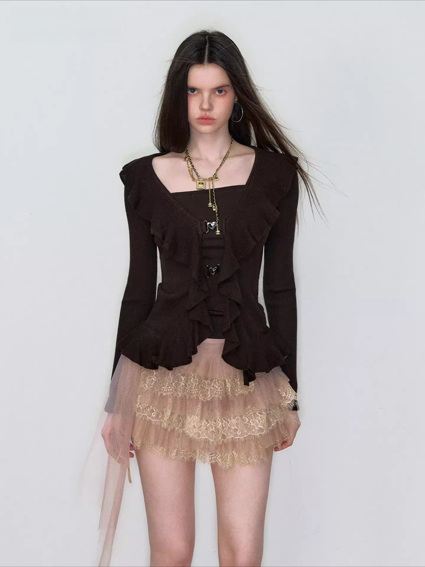 Layered Ruffle-Trim Knit Top