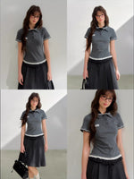 Vintage Layered Polo Knit Tee