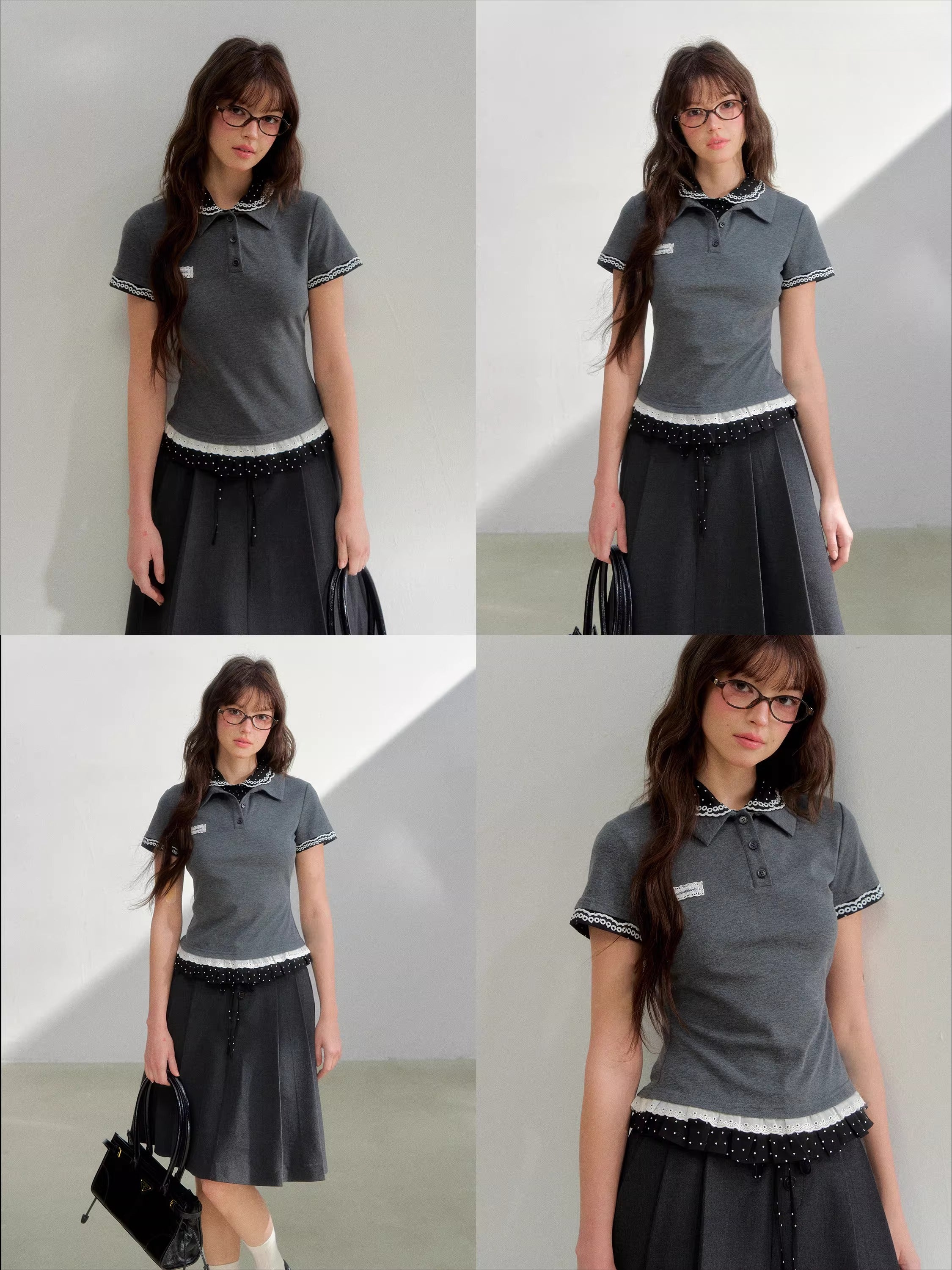 Vintage Layered Polo Knit Tee