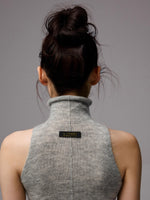 Solid Mohair High-Neck Sleeveless Vest
