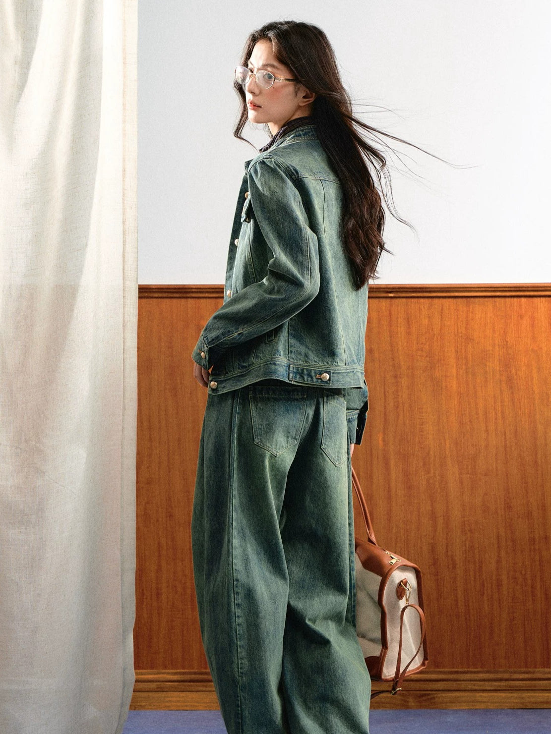 Contrast Stitch Denim Set