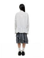 Irregular Ruffle Stripe Long Shirt
