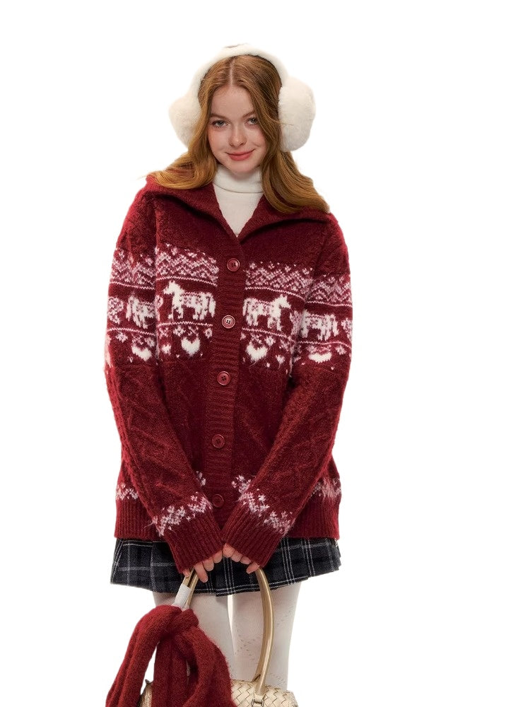 Fair Isle Pony Knit Cardigan