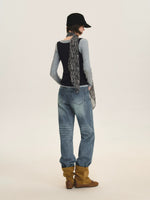 Contrast Layered Lyocell Scoopneck Top