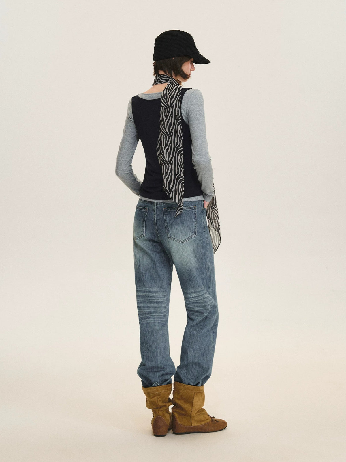 Contrast Layered Lyocell Scoopneck Top