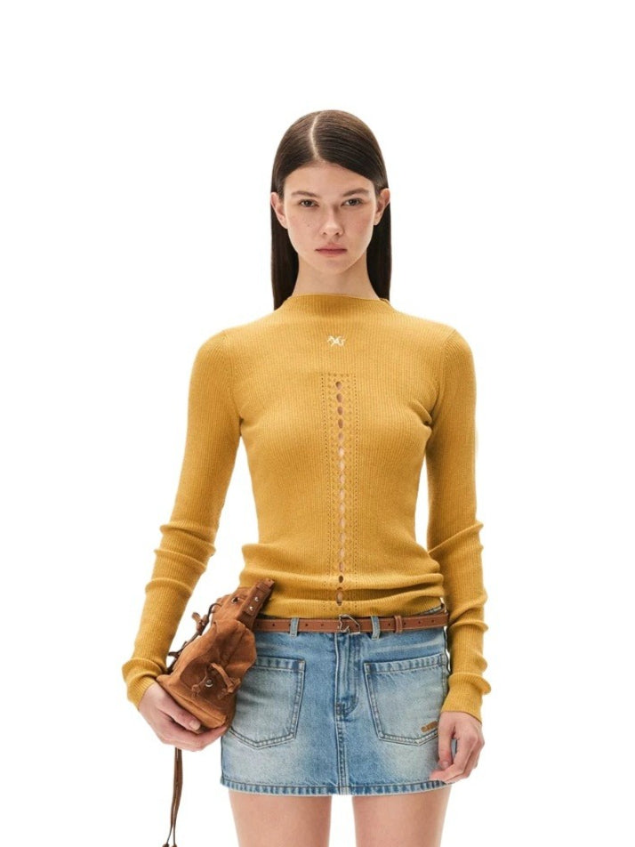 Ballet Cutout Ribbed Knit Top