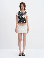 Playful Cat Print Short Sleeve Tee