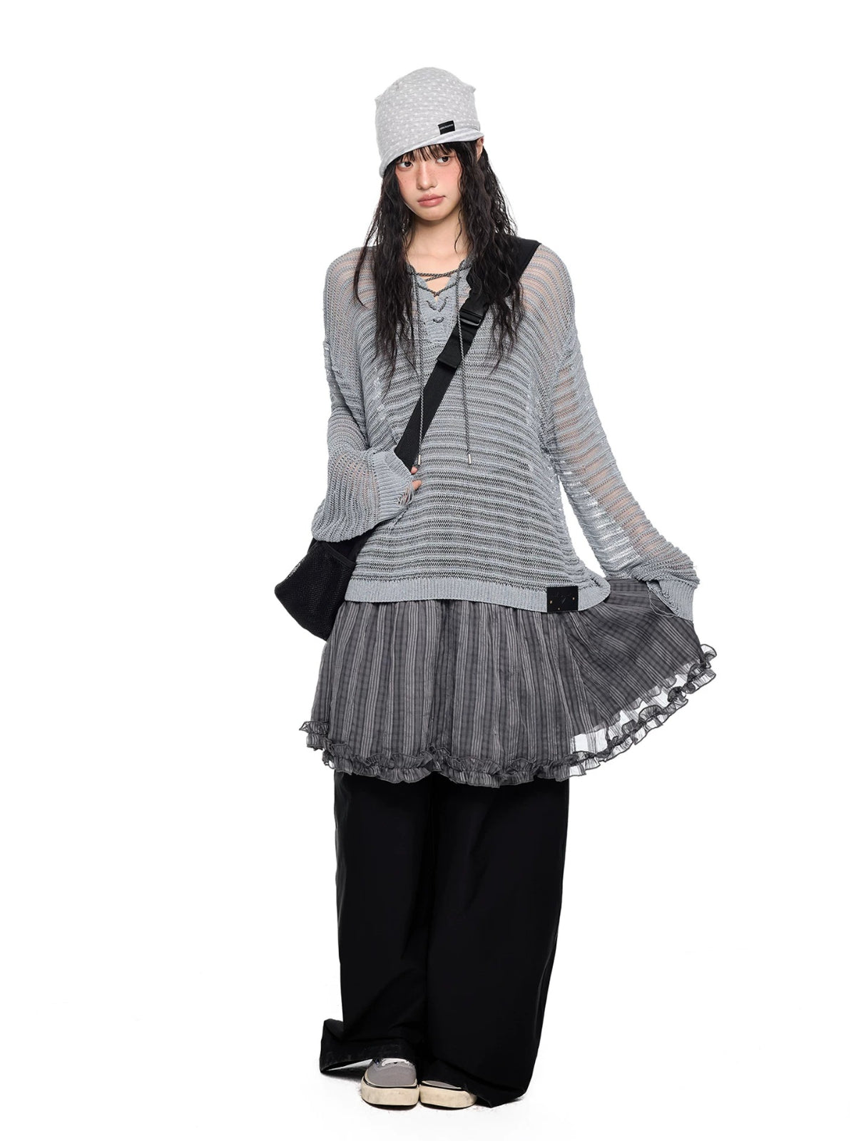 Plaid Bubble Chiffon Skirt