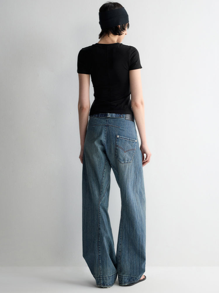 3D Cutting Micro Curved Knife Wide Leg Pants